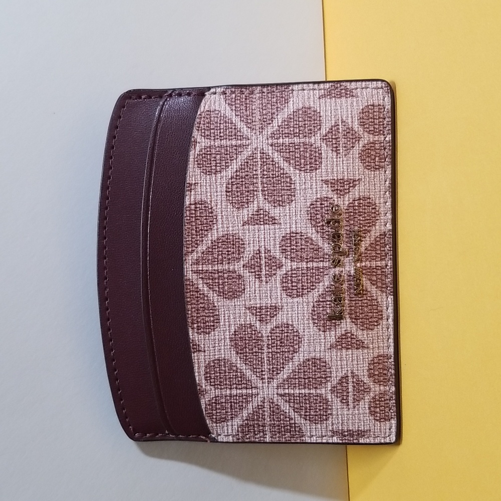 NWOT Kate Spade New York Spade Flower Card Case In Pink Bordeaux Multi